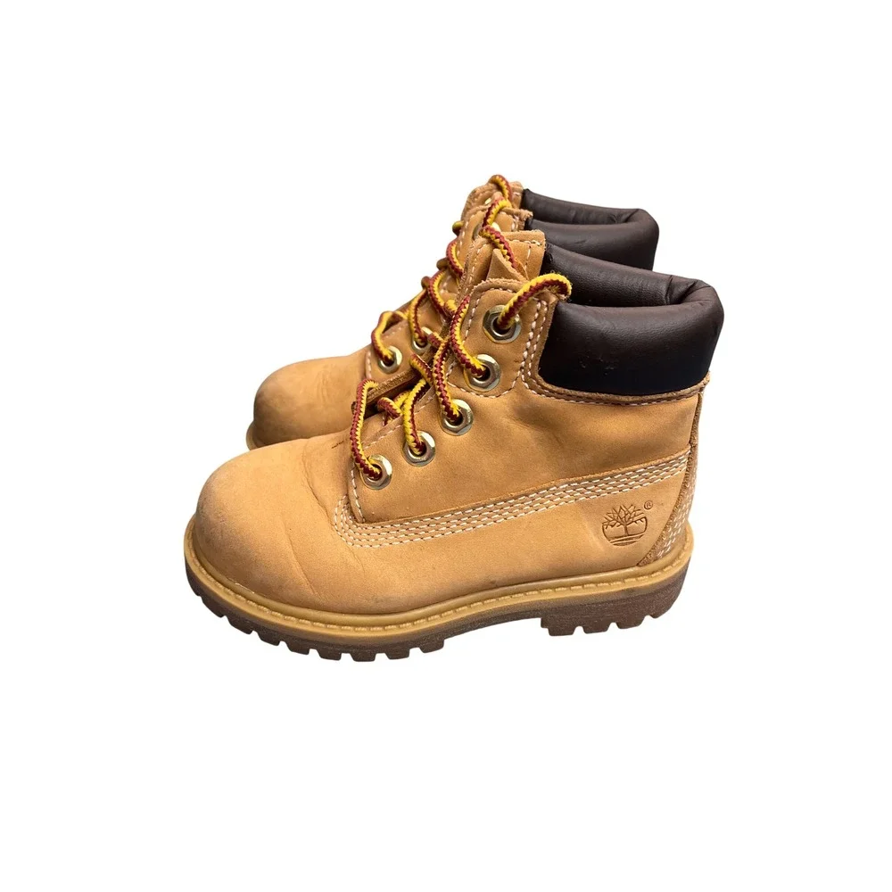 Timberland 6 Inch Premium Waterproof Wheat Leather Boots Kids 7M 12809
